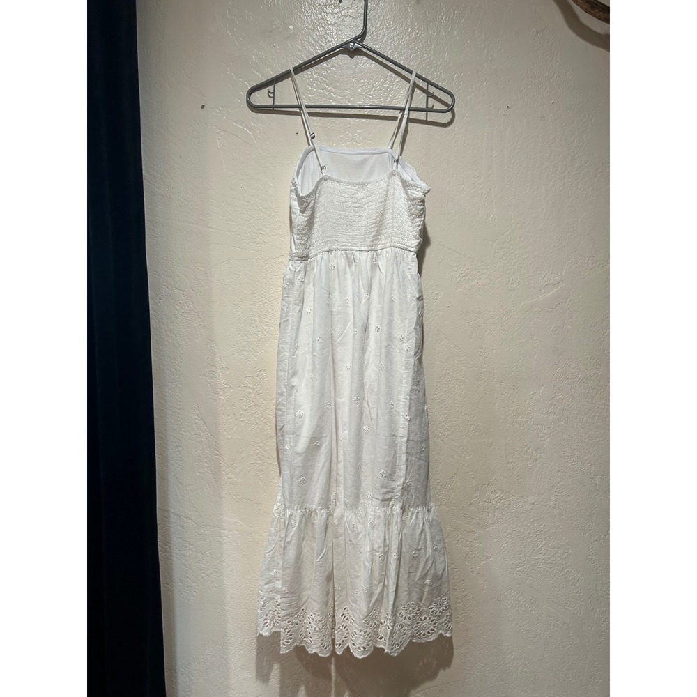 Japan s White Eyelet Lace Midi Sundress Smocked Back Tiered  Hem Womens Boho